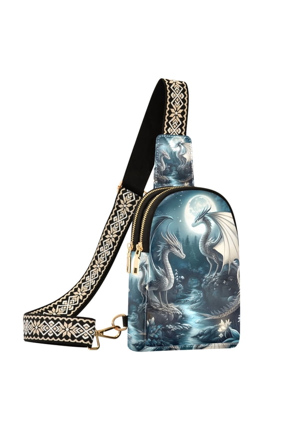 Dragons at Night-a1 Sling Bag for Women Men Waterproof Crossbody Chest Bags
