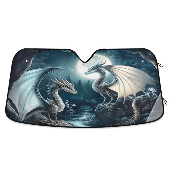 ALAZA Dragons at Night-a1 Pattern Windshield Sun Shade Car Foldable Visor Block UV Rays Protector 57"x31.5"