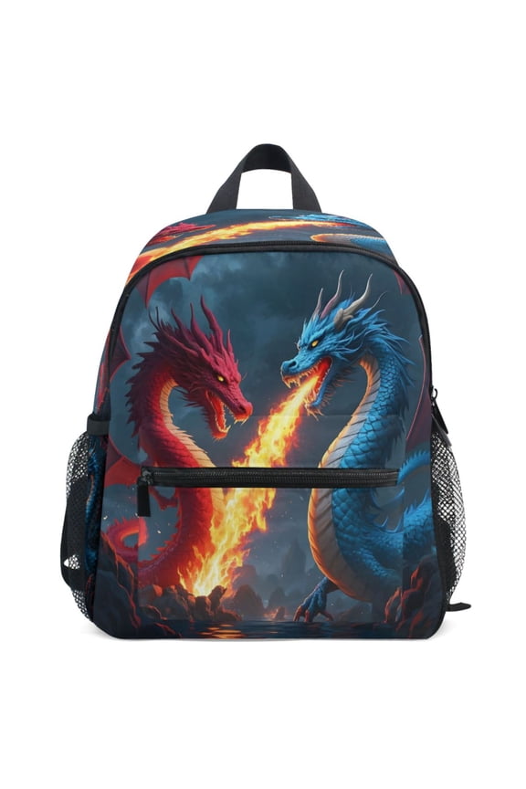 Dragons with Fire Pattern School Backpack Student Bookbag Mini Bag