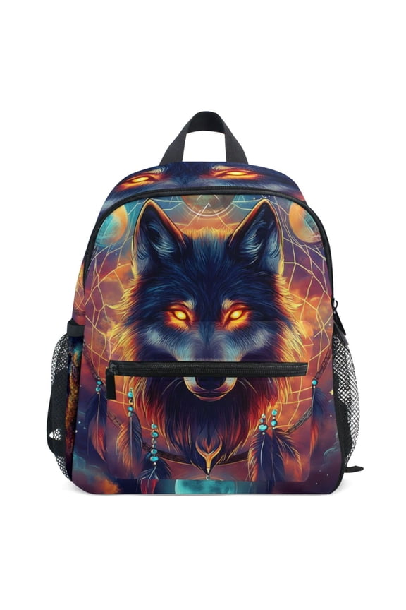 Dreamcatcher Wolf Pattern School Backpack Student Bookbag Mini Bag