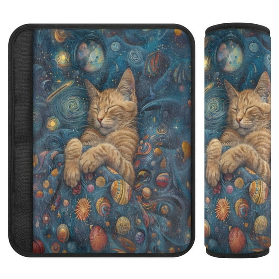 ALAZA Dreamly Cat Space Car Seat Belt Adjuster Neck Covers Shoulder Cushions Pads S