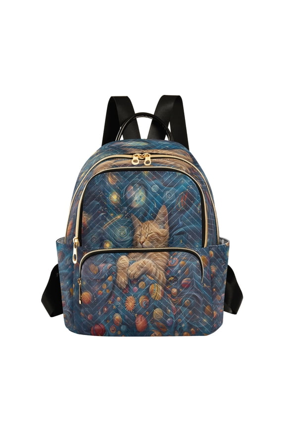 Dreamly Cat Space Womens Travel Laptop Backpack Large Daypack Ladies Shoulder Bags S