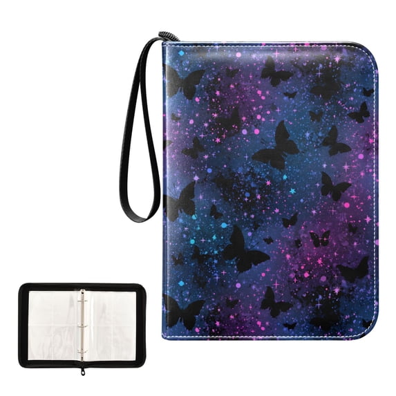 ALAZA Dreamy Butterfly Night Trading Card Binder 4 Pocket Cards Collection Album 400 Folder Holder