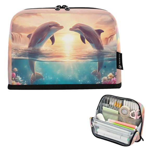 ALAZA Dreamy Dolphins Pencil Case Pen Pouch Bag Large Capacity Organizer