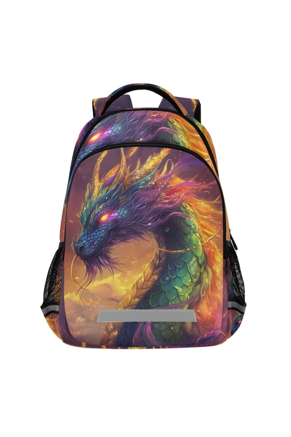 Dreamy Dragon Pattern Backpack Elementary School Bags Student Bookbag Travel Rucksack