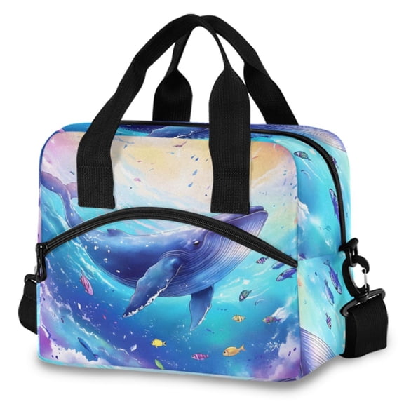 ALAZA Dreamy Whale Insulated Lunch Box Large Reusable Cooler Bag with Shoulder Strap