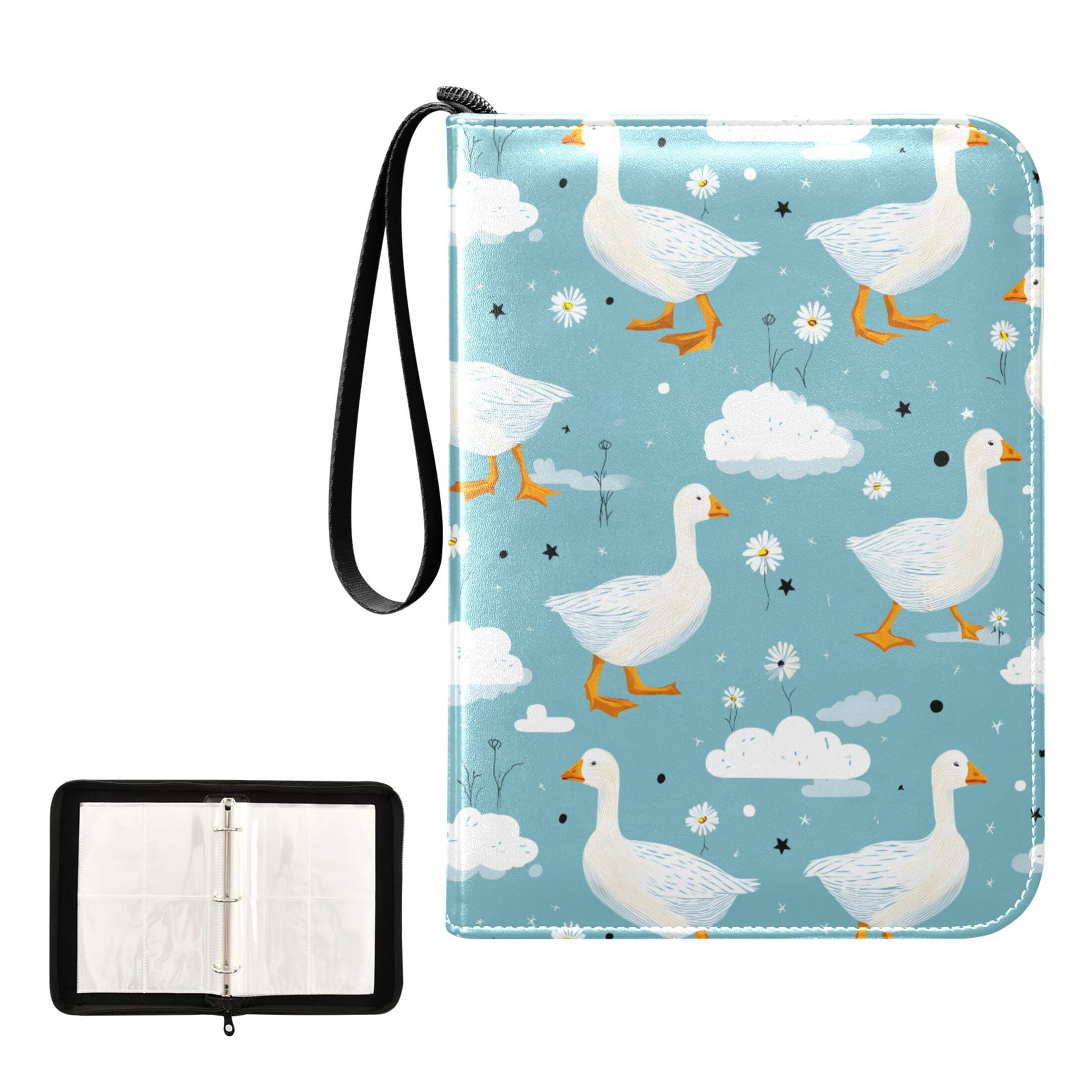 ALAZA Duck Floral Trading Card Binder 4 Pocket Cards Collection Album 400 Folder Holder