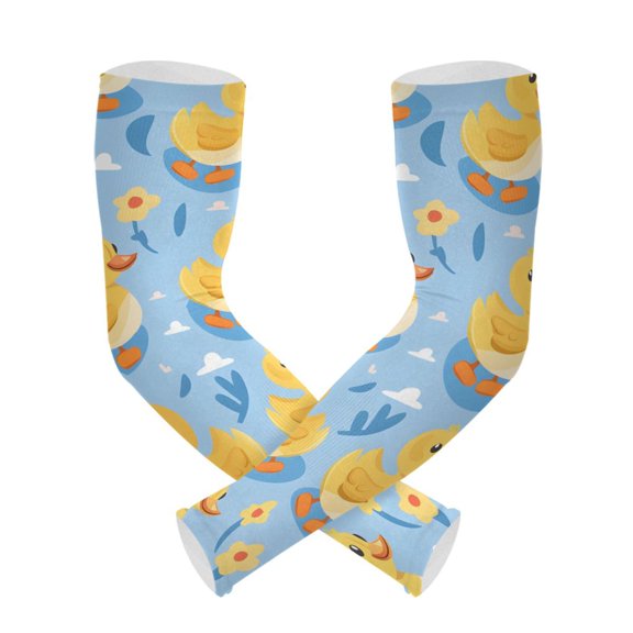 ALAZA Duck and Flower UV Sun Protection Arm Sleeves UPF 50+ Compression Cooling Sleeve 1 Pair