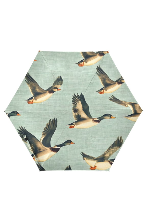 Ducks Flying UPF 50+ Compact Folding Umbrella for Rain Travel Umbrella Packable