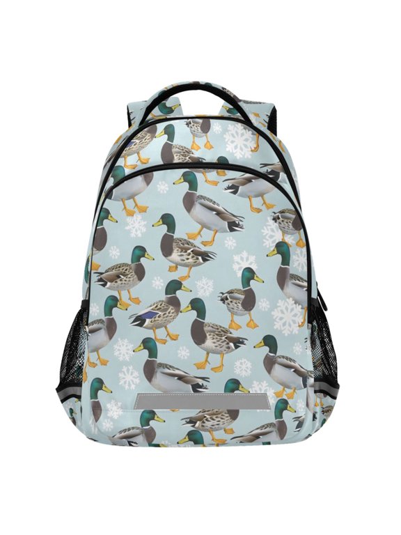 Ducks Snowflake Pattern Backpack Elementary School Bags Student Bookbag Travel Rucksack