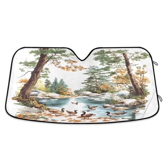ALAZA Ducks View Windshield Sun Shade Car Foldable Sun Visor Block UV Rays Protector 55"x27.6"