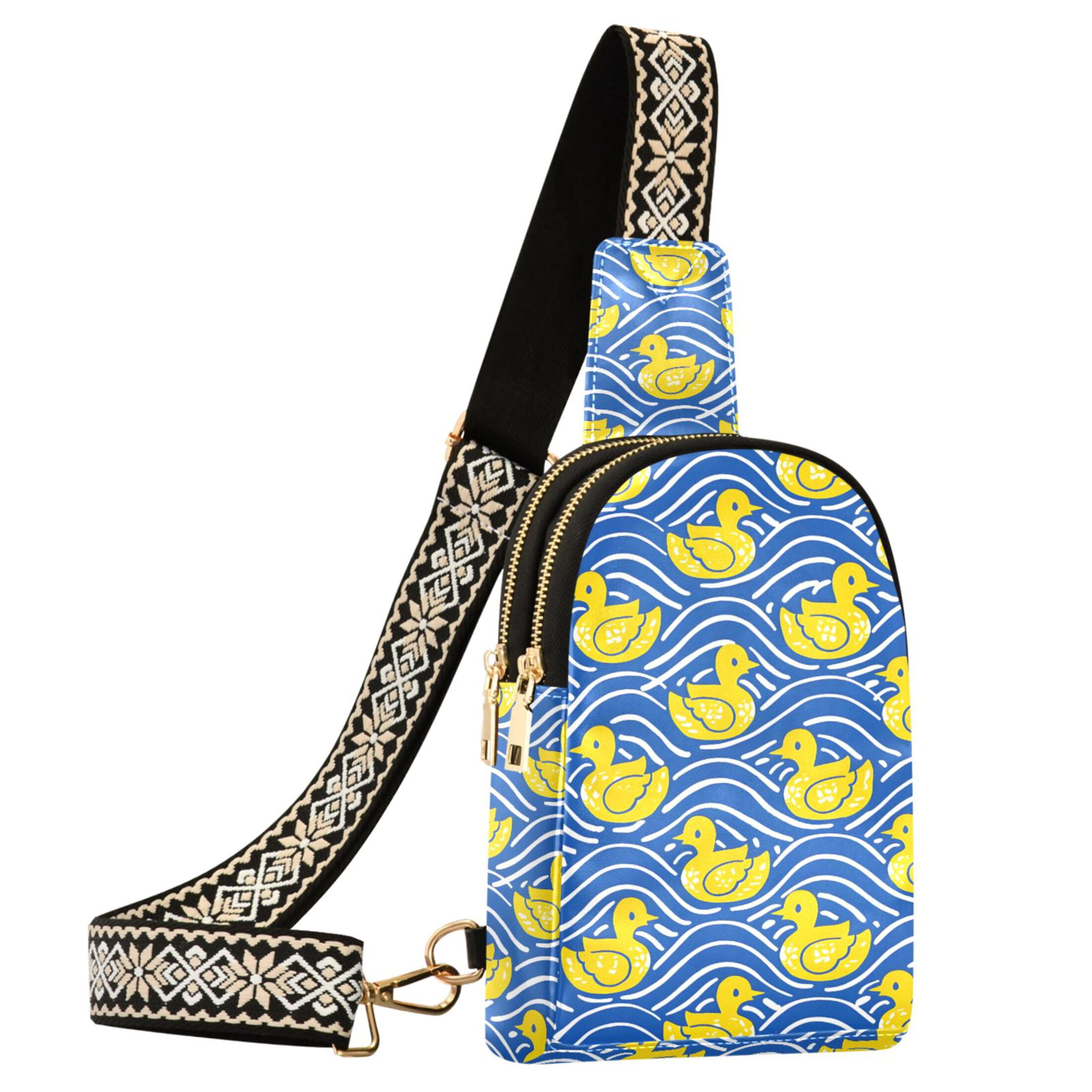 ALAZA Ducks on Wavy Sling Bag for Women Men Waterproof Crossbody Chest Bags