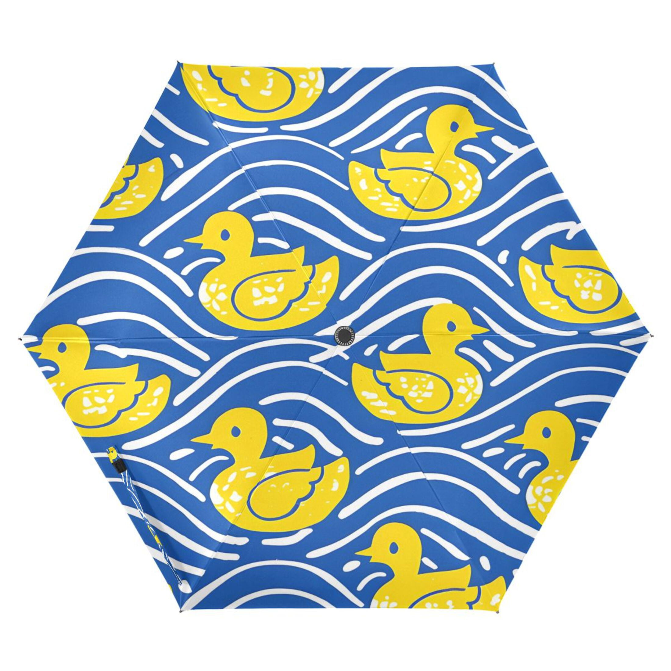 ALAZA Ducks on Wavy UPF 50+ Compact Folding Umbrella for Rain Travel Umbrella Packable