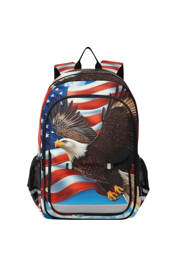 Eagle American Flag Laptop Backpack Purse Travel Bag Casual School Bookbag Rucksack for Women Men