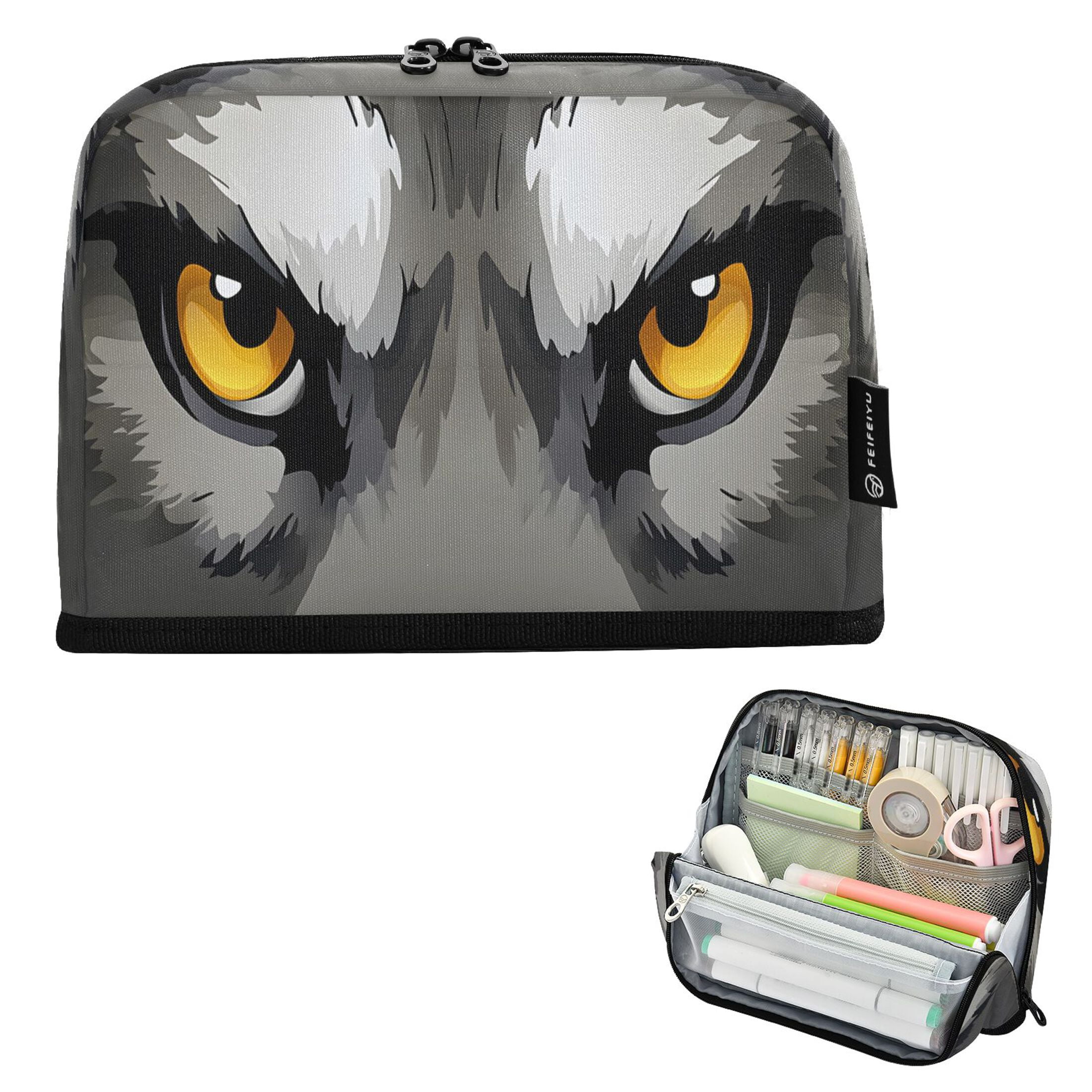 ALAZA Eagle Eye Grey Pencil Case Pen Pouch Bag Large Capacity Organizer ...