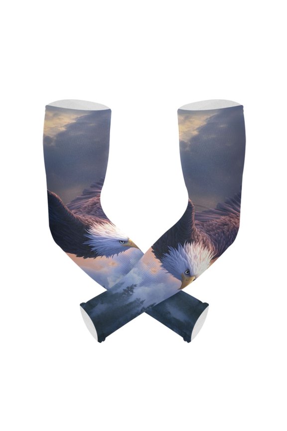 Eagle Flying Scene UV Sun Protection Arm Sleeves UPF 50+ Compression Cooling Sleeve 1 Pair