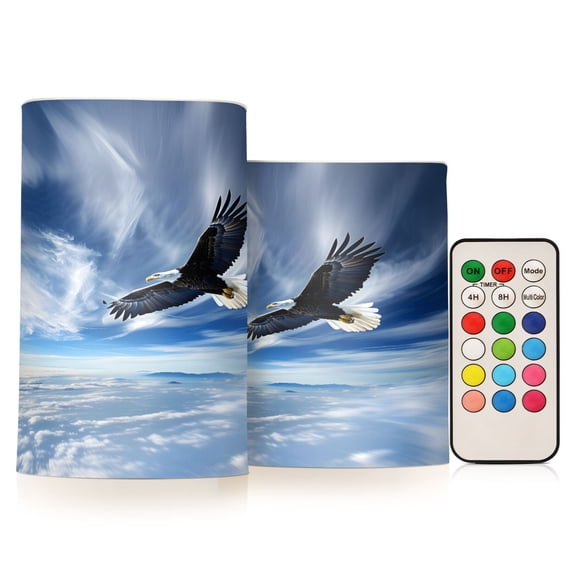 ALAZA Eagle Flying in Blue Sky 2 PCs LED Flickering Flameless Candles with Remote Timer Battery Operated Candle