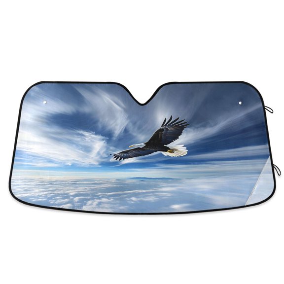 ALAZA Eagle Flying in Blue Sky Windshield Sun Shade Car Foldable Sun Visor Block UV Rays Protector 55"x27.6"