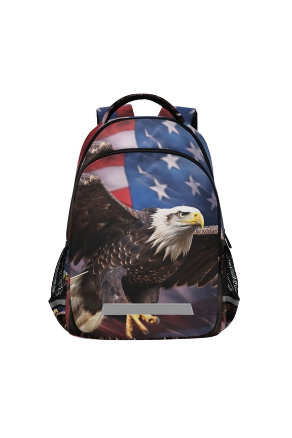 Eagle with Flag Backpack Elementary School Bag Bookbag Travel Rucksack