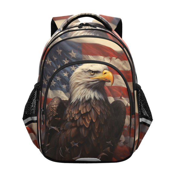 ALAZA Eagle with Flag School Backpack Elementary Bag Bookbag Travel Rucksack