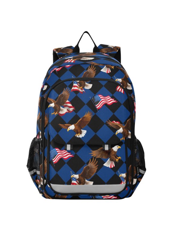 Eagles Flag Checkered School Laptop Backpack Travel Bag Casual Student Bookbag Rucksack