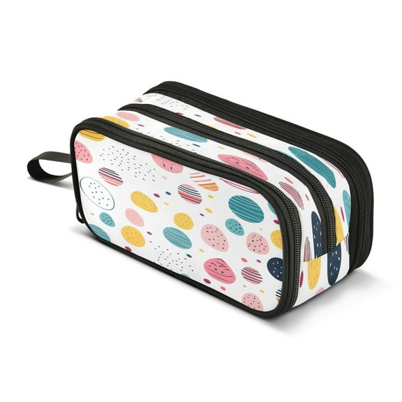 ALAZA Easter Colorful Eggs Pencil Case Bag 3 Compartment Pen Pouch Large Storage Holder Box Organizer