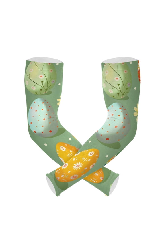 Easter Eggs Floral UV Sun Protection Arm Sleeves UPF 50+ Compression Cooling Sleeve 1 Pair