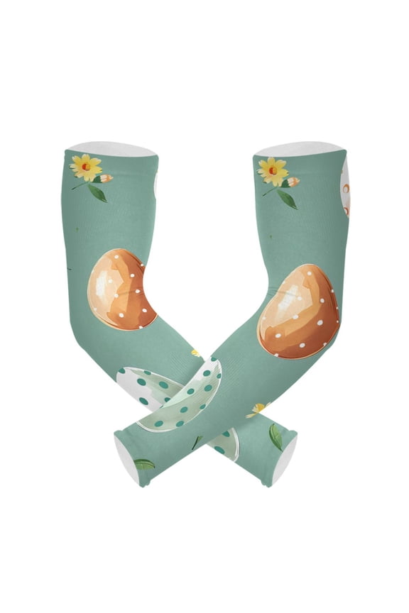Easter Eggs and Daisy UV Sun Protection Arm Sleeves UPF 50+ Compression Cooling Sleeve 1 Pair