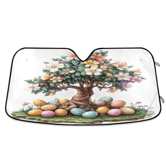 ALAZA Easter Tree Windshield Sun Shade Car Foldable Sun Visor Block UV Rays Protector 57"x31.5"