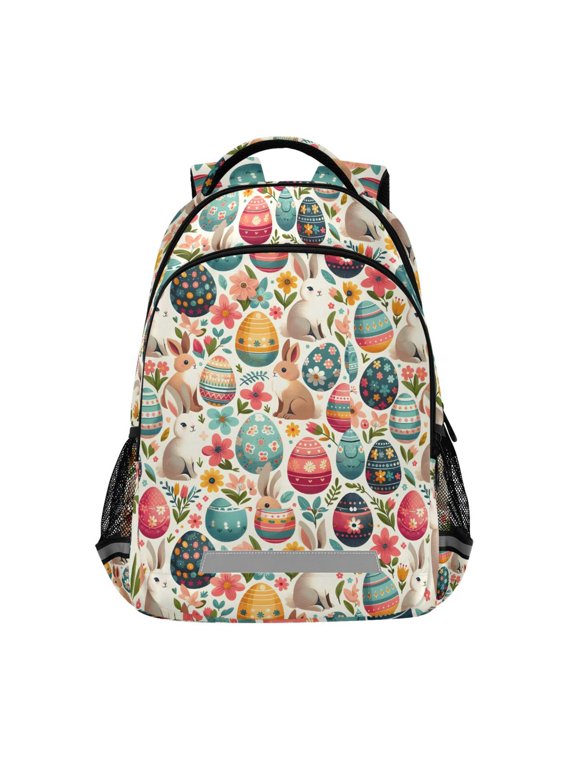 Eggs Rabbits Floral Backpack Elementary School Bag Bookbag Travel Rucksack