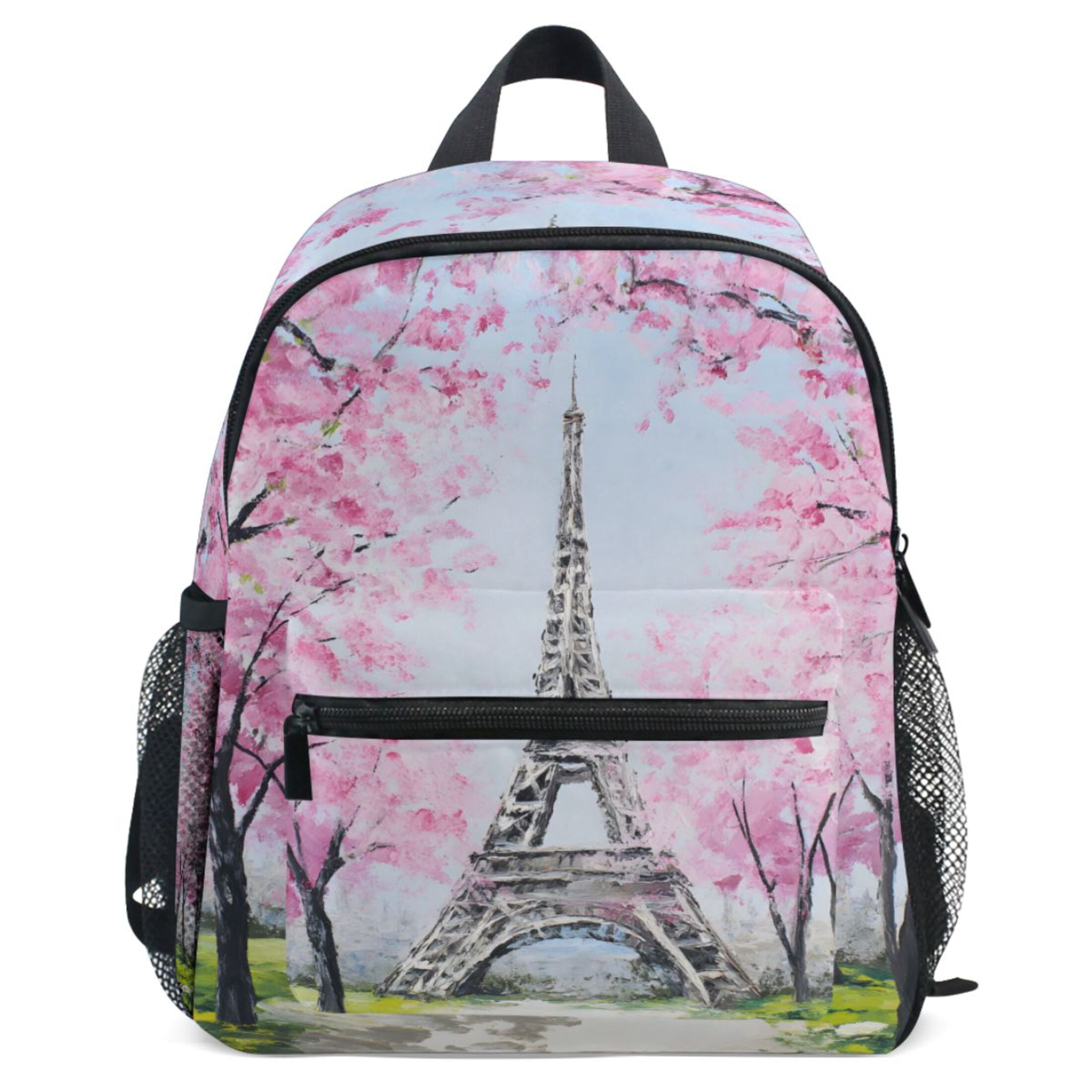 ALAZA Eiffel Tower Cherry Blossoms Pattern School Backpack Student