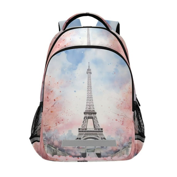 ALAZA Eiffel Tower and Floral Backpack Elementary School Bag Bookbag Travel Rucksack
