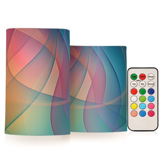 ALAZA Elegant Abstract Pattern 2 PCs LED Flickering Flameless Candles with Remote Timer Battery Operated Candle