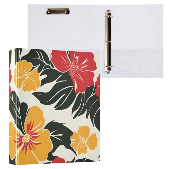 ALAZA Elegant Tropical Floral-d2 Hardcover 3 Ring Binder 1.5" Round Rings Interior Pockets Binders Organizer 1 Pack