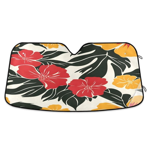 ALAZA Elegant Tropical Floral-d2 Windshield Sun Shade Car Foldable Sun Visor Block UV Rays Protector 55"x27.6"