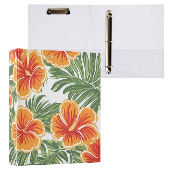 ALAZA Elegant Tropical Floral-t1 Hardcover 3 Ring Binder 1.5" Round Rings Interior Pockets Binders Organizer 1 Pack