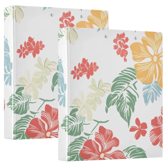 ALAZA Elegant Tropical Floral-t8 Hardcover 3 Ring Binder 1.5" Round Rings Interior Pockets Binders Organizer 2 Pack