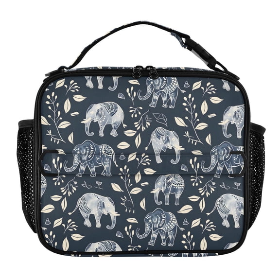 ALAZA Elephant Boho Style Lunch Box Insulated Lunch Bag Cooler Tote with Shoulder Strap