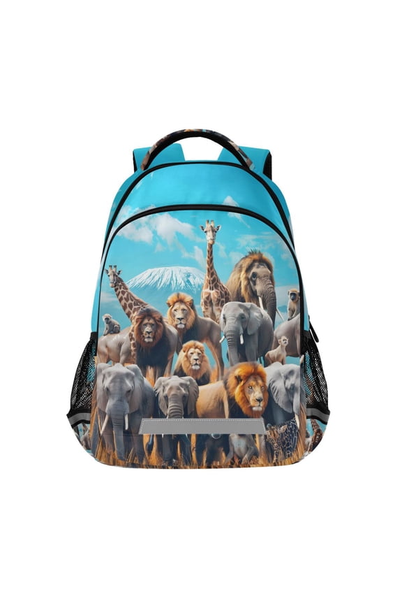 Elephant Lion Giraffe Backpack Elementary School Bag Bookbag Travel Rucksack