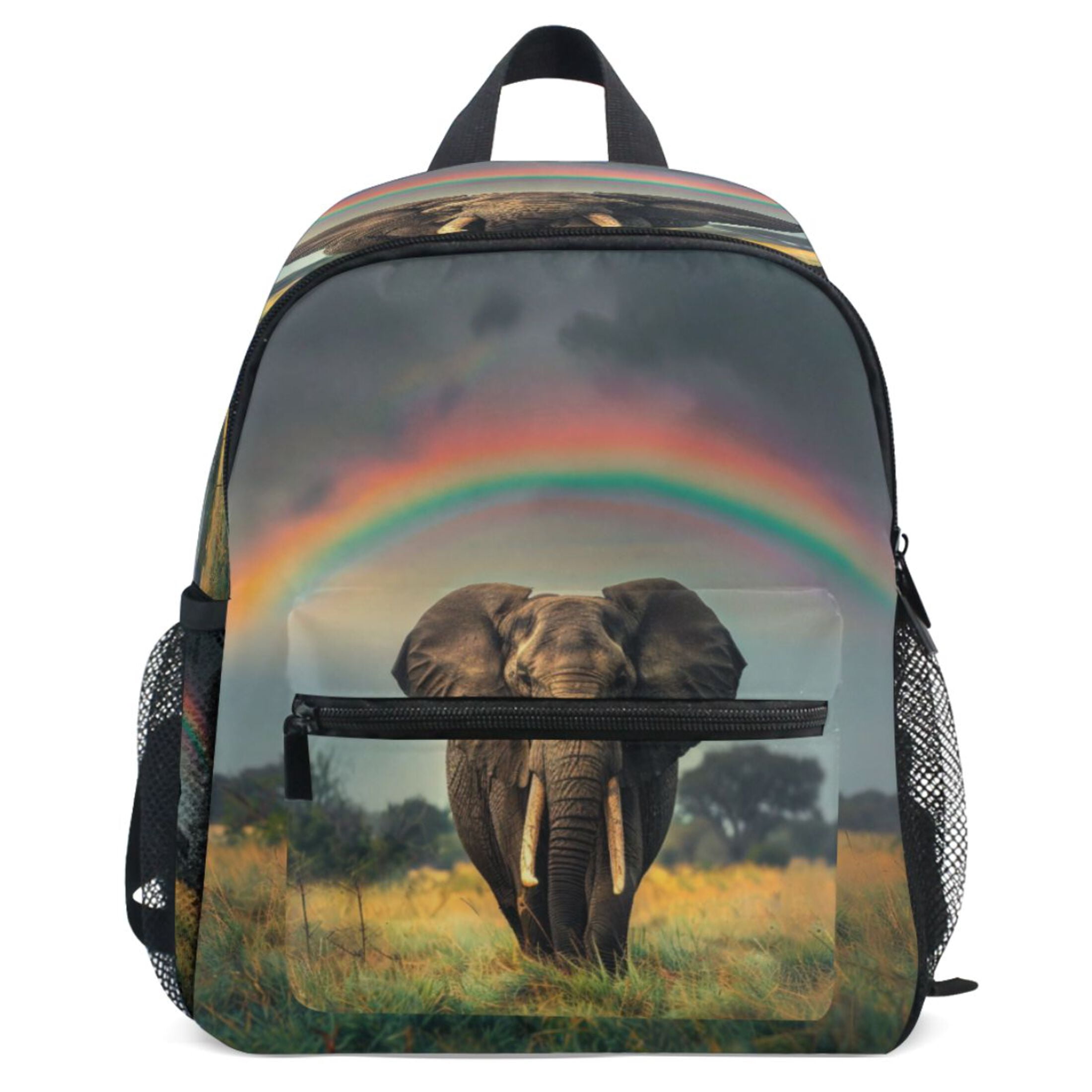 ALAZA Elephant and Rainbow Pattern School Backpack Student Bookbag Mini ...