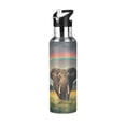 thumbnail image 1 of ALAZA Elephant and Rainbow Water Bottle Insulated Flask Stainless Steel Straw Lid 20 oz, 1 of 6