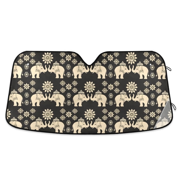 ALAZA Elephants Mandala Car Windshield Sun Shade Foldable UV Ray Sunshade Visor Protector 55 x 27.6in