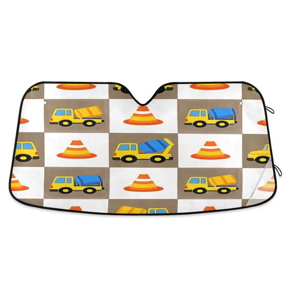 ALAZA Engineering Vehicles Windshield Sun Shade Car Foldable Sun Visor Block UV Rays Protector 53"x23.5"