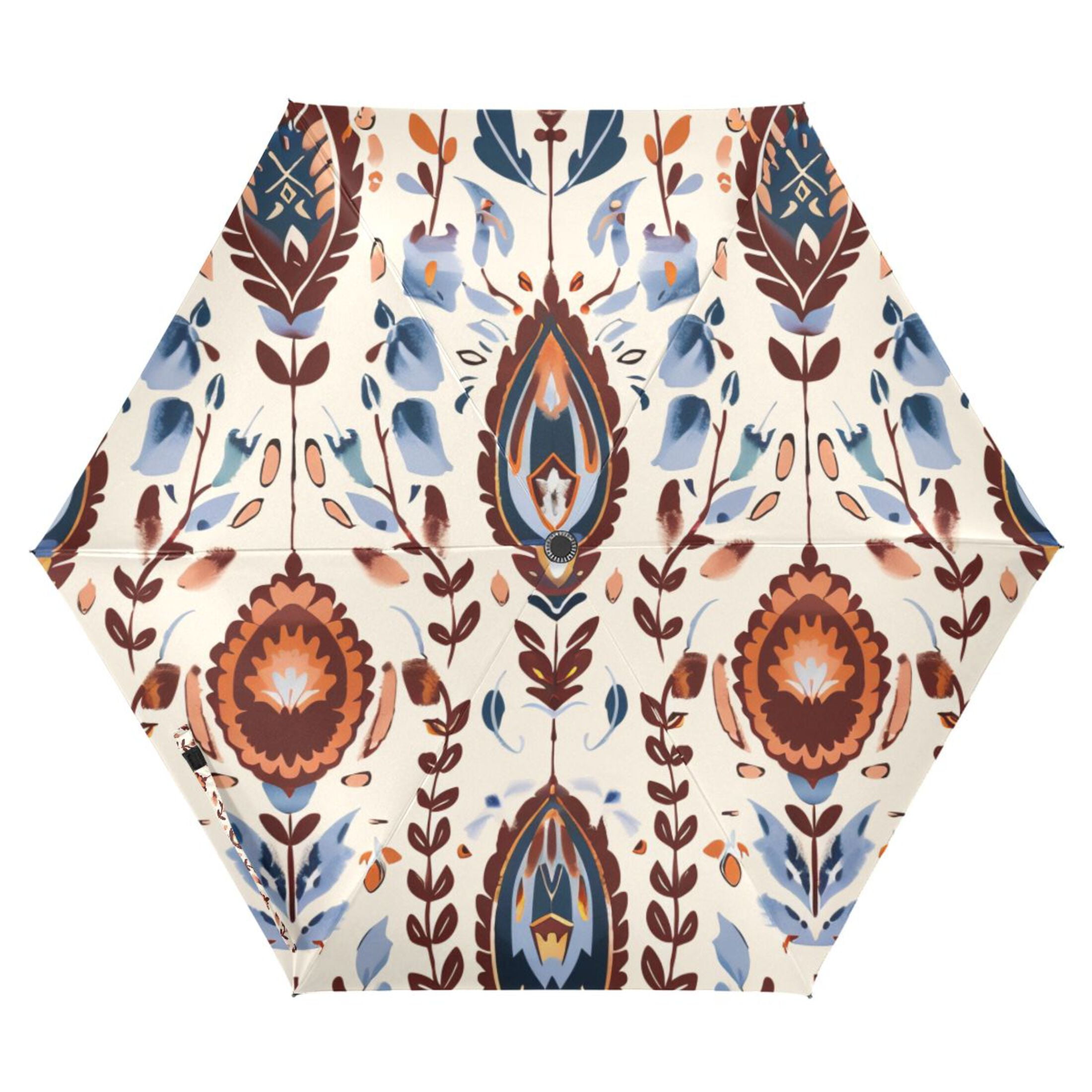 ALAZA Ethnic Boho Totem Pattern UPF 50+ Compact Folding Umbrella for Rain Travel Umbrella Packable