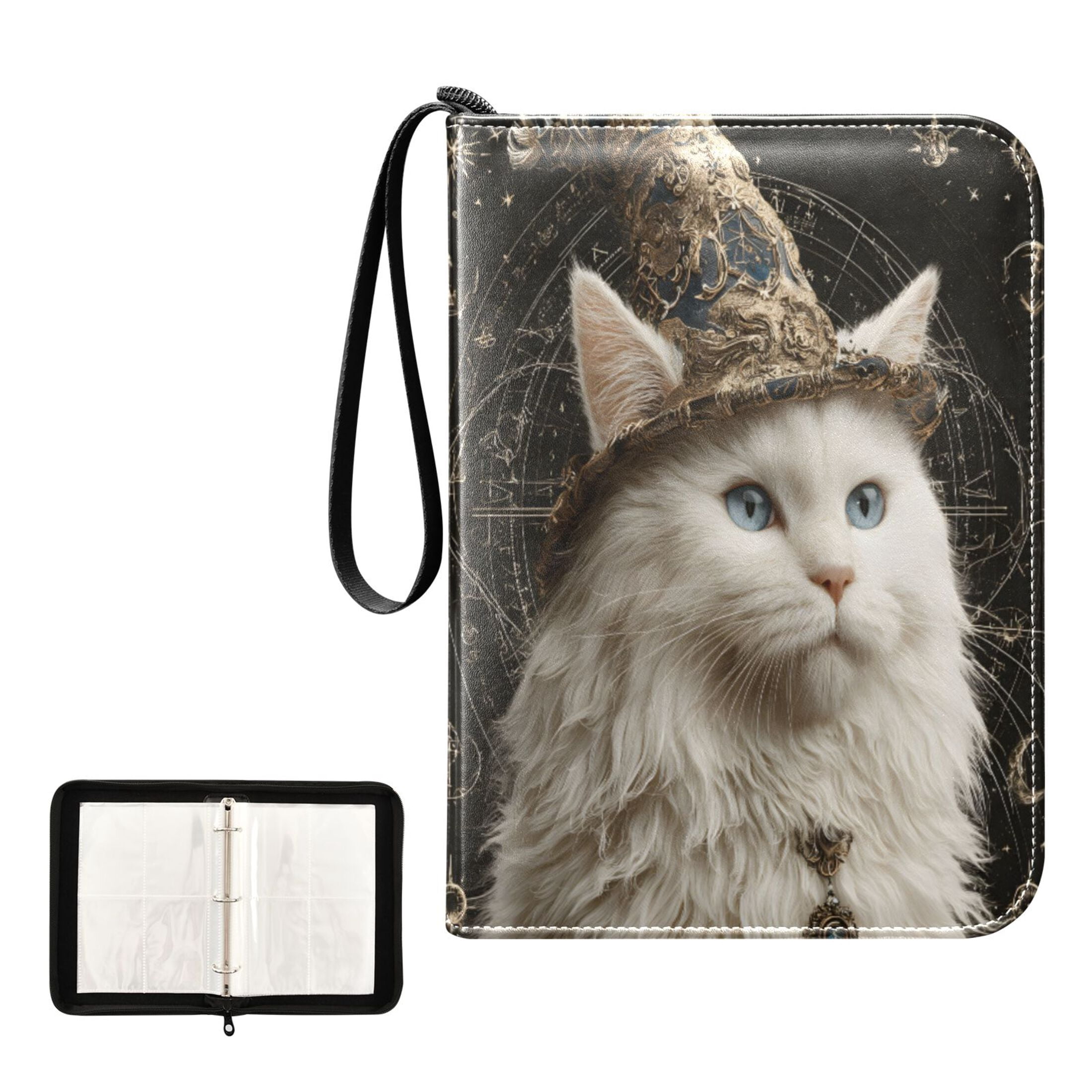 ALAZA Ethnic Cat Trading Card Binder 4 Pocket Cards Collection Album 400 Folder Holder