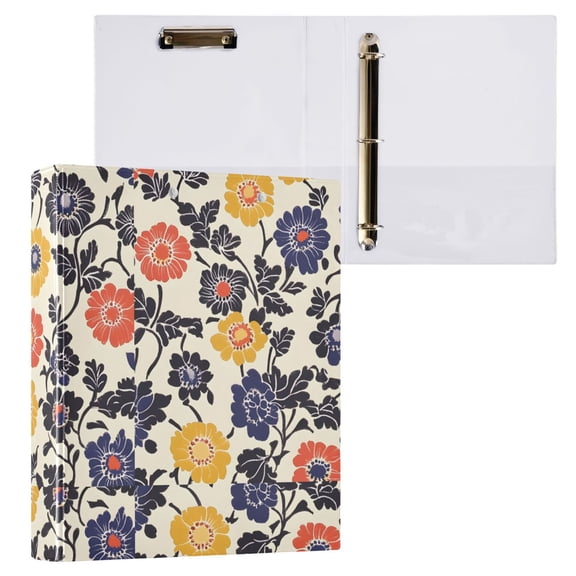 ALAZA Ethnic Floral Hardcover 3 Ring Binder 1.5" Round Rings Interior Pockets Binders Organizer 1 Pack