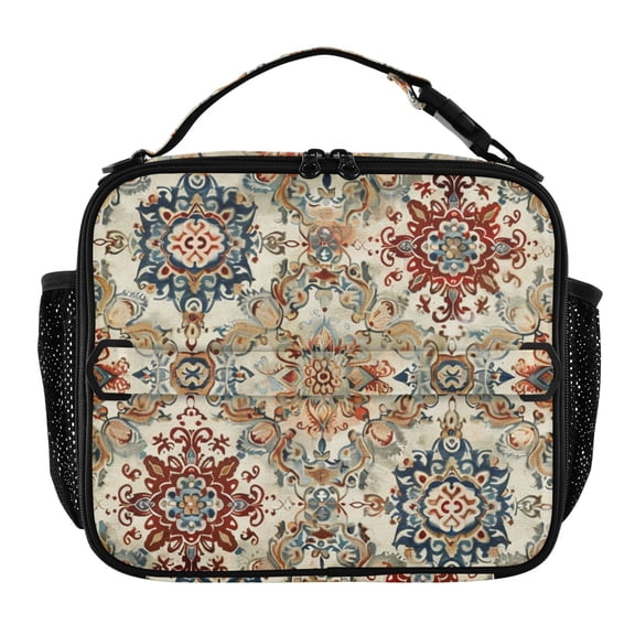 ALAZA Ethnic Indian Mandala Paisley Rustic Lunch Box Insulated Lunch Bag Cooler Tote with Shoulder Strap