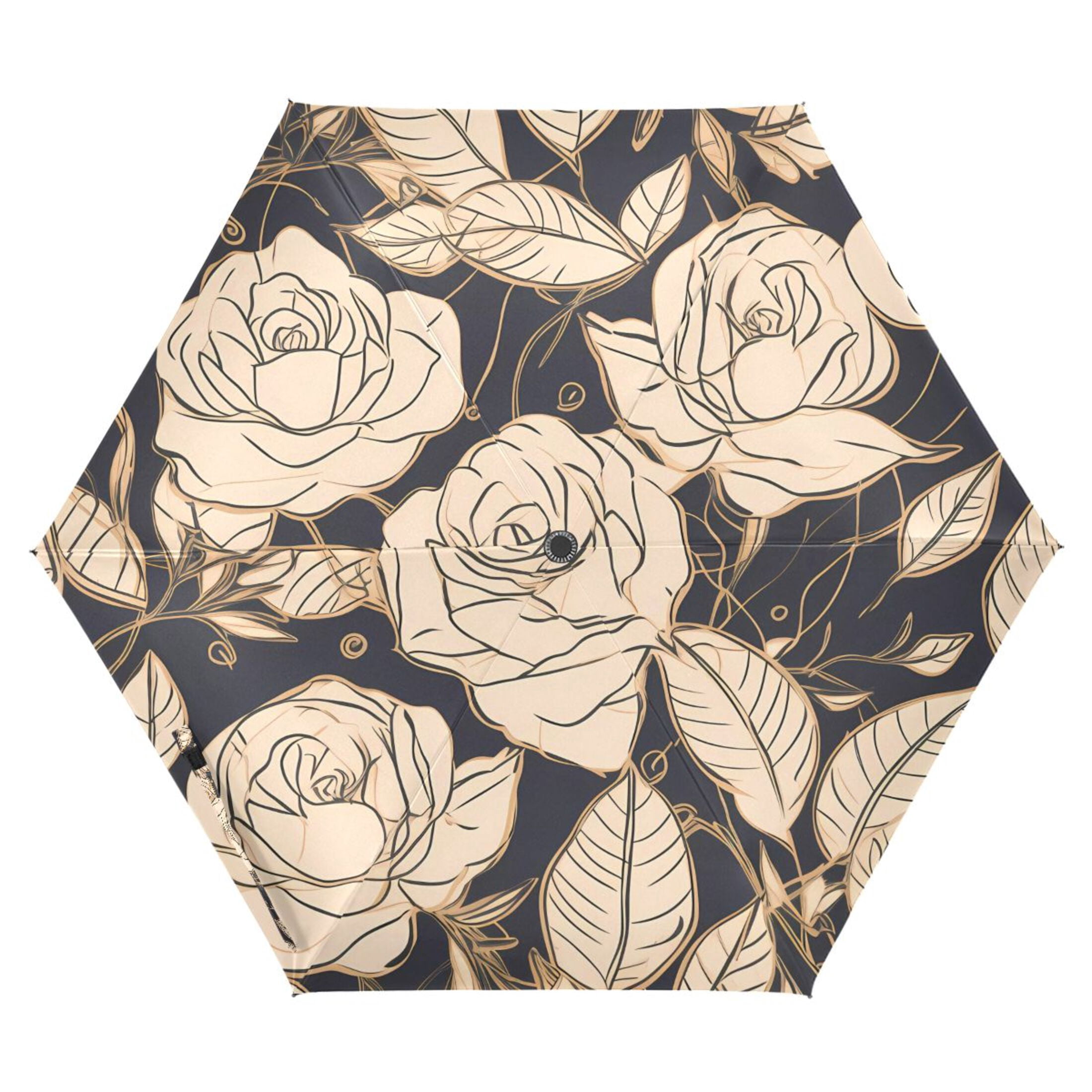 ALAZA Ethnic Retro Rose Flower UPF 50+ Compact Folding Umbrella for Rain Travel Umbrella Packable