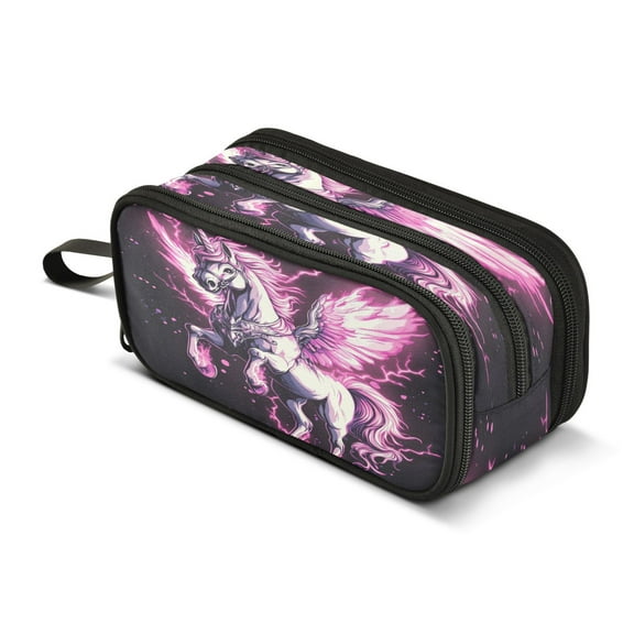 ALAZA Ethnic Unicorn Pencil Case Bag 3 Compartment Pen Pouch Large Storage Holder Box Organizer