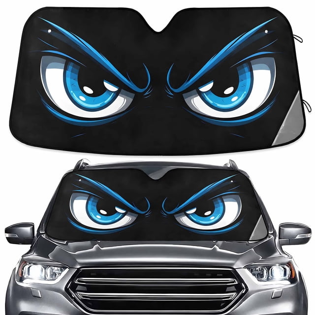 ALAZA Evil Blue Eyes Windshield Sun Shade Car Foldable Visor Block UV Rays Protector 53"x23.5"